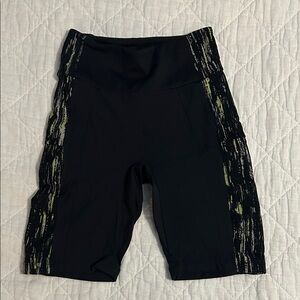 Gymshark Nonstop Black Biker Shorts with patterned side panels